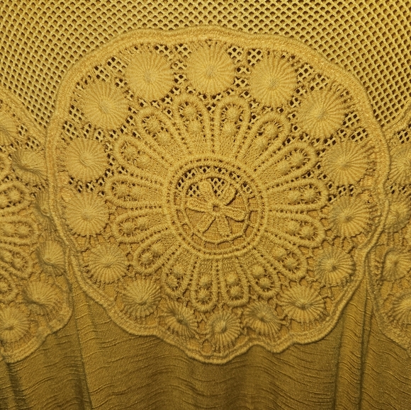 Lane Bryant Maxi High-Low Dress Hippie Boho Mustard Yellow Y2K Retro 80's XL - Picture 7 of 9